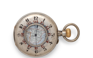 J. CHAPPUIS, SILVER HALF-HUNTING CASED KEYLESS LEVER WITH 8-DAYS DURATION AND ENAMEL PAINTED DIAL POCKET WATCH