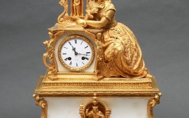 J. Hall Paris French Gilt Bronze Figurative Clock
