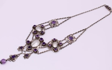 JEWELRY. Sterling, Amethyst and Pearl Necklace.