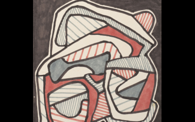 Jean Dubuffet ( Le Havre 1901 - Parigi 1985 ) , "Les lunettes" 1966 marker on paper cm 25x16.5 Signed with initials and dated 66 lower right Titled and dated 19/06/66...