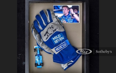 Jenson Button Race Worn and Signed Gloves