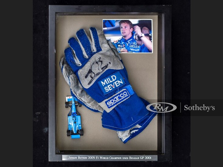 Jenson Button Race Worn and Signed Gloves