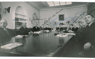 John F. Kennedy and Cabinet Oversized Signed Photograph