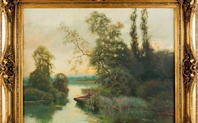 José-Maria JARDINÉS (1862-?), "Fisherman on the Pond, circa...