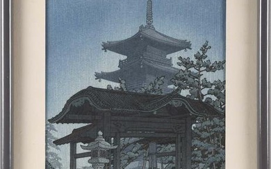 KAWASE HASUI (Japan, 1883-1957), Zensetsu Temple., Woodblock print, oban tate-e, 14" x 9" sight.