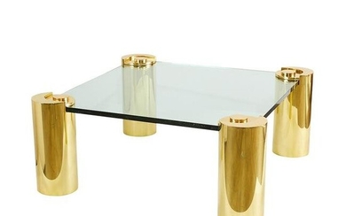 Karl Springer Sculptural Brass & Glass Table