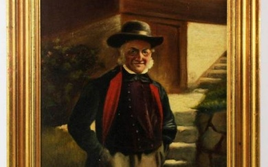 L. Muller, Gentleman Standing, Oil on Canvas Board