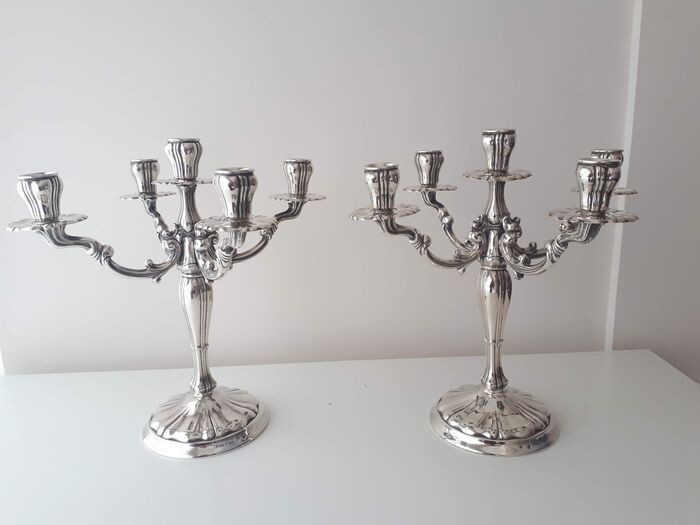 L51 Pair of Spanish Silver Candle Holders (2) - Silver - Pedro Duran - Spain - Late 20th century