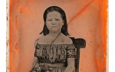 [LINCOLNIANA]. Sixth plate ambrotype of subject identified as Lizzie Gilmer, the daughter of Daniel