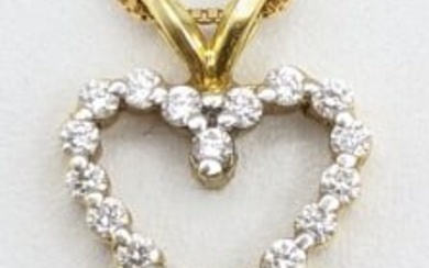 Ladies 18K Yellow Gold Diamond Heart Necklace