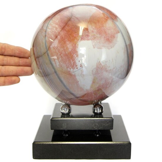 Large Agate Sphere on marble custom base - 240×175×175 mm - 10225 g