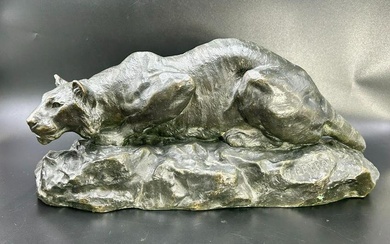 Large Bronze Tiger Sculpture - Francois Auguste Hippolyte Peyrol (French, 1856-1929)