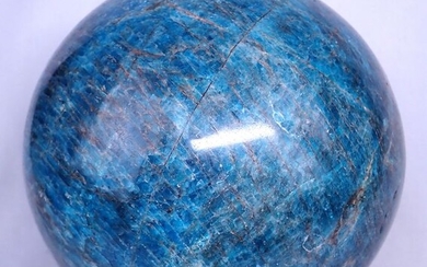 Large First Quality Intense Deep Blue-Greenish Apatite Sphere - 146.2×146.2×146.2 mm - 5008 g