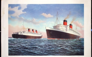 Large Original 1940s Cunard White Star Poster + 1 More