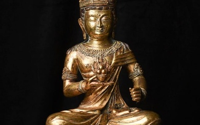 Large Tibeto Chinese Bronze Buddha. Excellent quality, large size, beautifully finished.