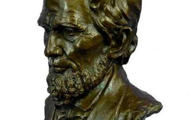 Large US President Abraham Lincoln Bronze Bust Statue