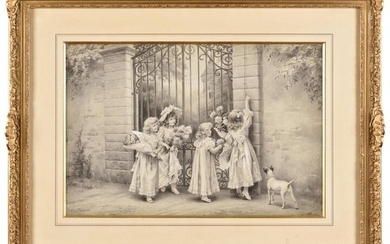 Lionel PERAUX (1871-?) La visite des petites...
