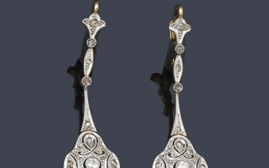 Long pear drop earrings with old cut diamonds and pair
