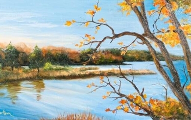 Lorraine Robertson Oil on Canvas Lake Landscape