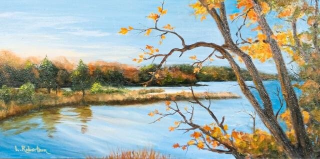 Lorraine Robertson Oil on Canvas Lake Landscape