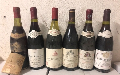 Lot de 12 bouteilles de vin : - 1 BLLE ECHEZEAUX Jayer Gilles. 1976 -...