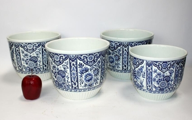 Lot of 4 blue and white Delft cachepots