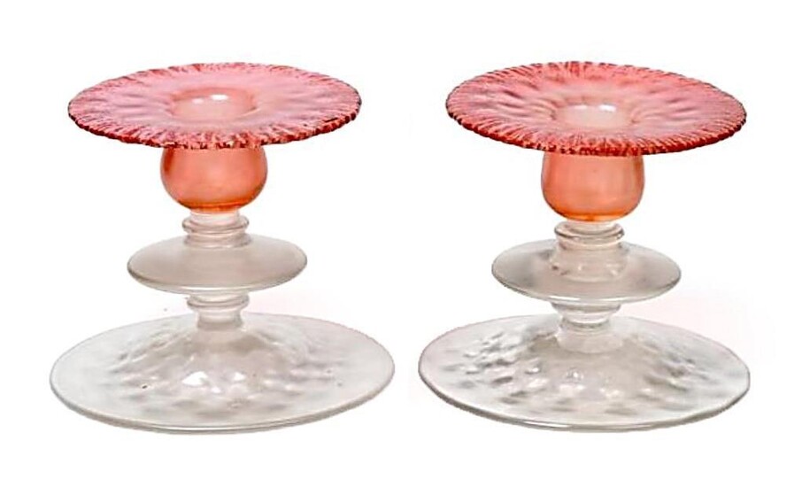 Louis Comfort Tiffany (American, 1848-1933): A Pair of Favrile Pink...
