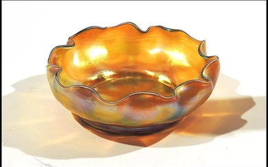Louis Comfort Tiffany Orignial Favrile Glass Bowl Hand Signed Antique Nouveau