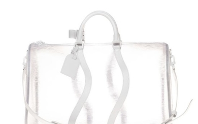 Louis Vuitton - Série Ultra limitée : Keepall 50 bandoulière Epi Plage en PVC transparent et cuir blanc Travel bag