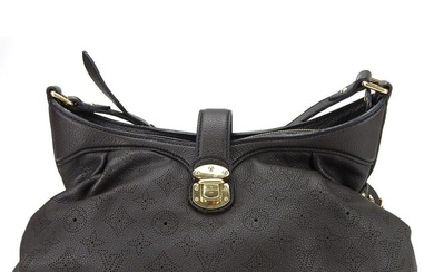 Louis Vuitton Shoulder Bag Monogram Mahina XS M95972 Chocolate Dark Brown Perforated Leather Women's