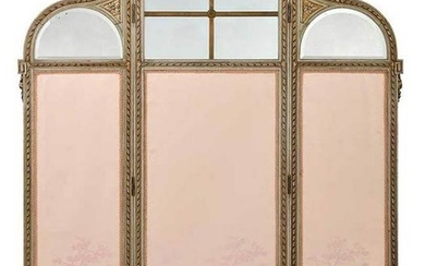 Louis XVI Style Paneled Mirrored Floor Screen