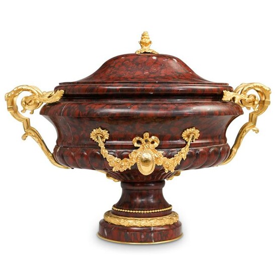 Louis XVI Style Rouge Griotte Marble and Gilt Bronze