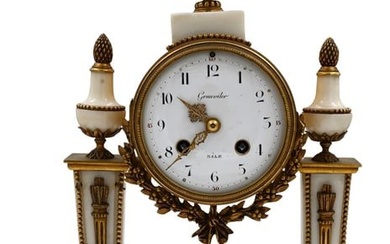 Louis XVI Style White Marble and Ormolu Mantel Clock
