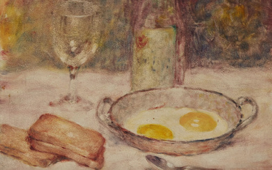 Lucien Boulier, French 1882-1963 - Breakfast scene; oil on board,...