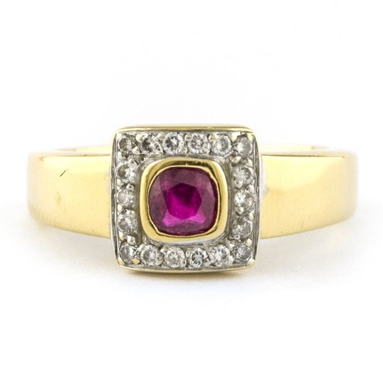 Luxury - 18 kt. Yellow gold - Ring Ruby - Diamond