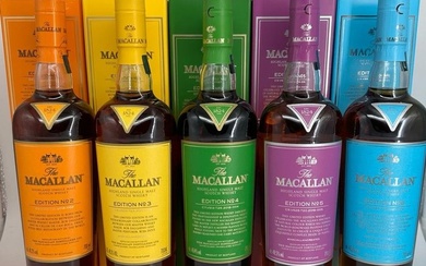 Macallan - Edition No. 2 - No. 3 - No. 4 - No. 5 - No. 6 - Original bottling - 700ml - 5 bottles