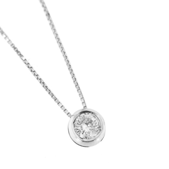 Made in Italy - 18 kt. White gold - Necklace with pendant - 0.18 ct Diamond