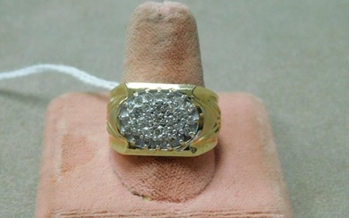 Man's 14k YG Diamond Cluster Ring