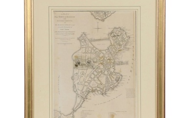 Map Engraving of Revolutionary Depiction "A Plan of the Town of Boston," 1849
