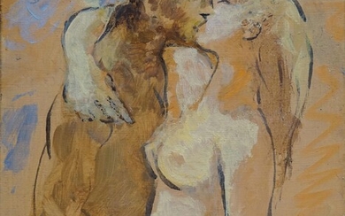 Marcel VERTES (1895-1961) Couple d’amoureux. Huile sur toile signée en haut à gauche. 41 x...