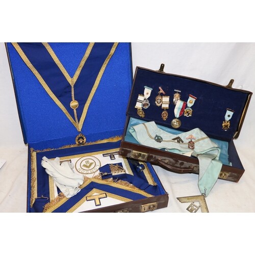 Masonic regalia with jewels including Royal Masonic Institut...