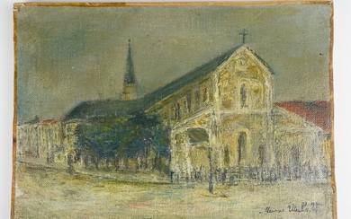 Maurice UTRILLO (1883-1955) Vue de Notre Dame de Clignancourt Huile sur toile Signée : Maurice...