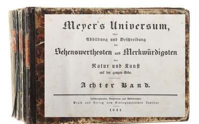 Meyer's Universum or Illustration and description of the most interesting and most remarkable of nature and art all over the world, Hildburghausen, Bibliographical Institute, 1835/41/47/48, 4 volumes, 2nd, 8th, 12th, and 13th volumes, each with...