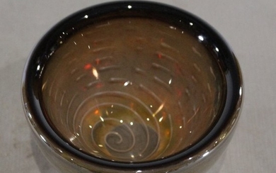 Mid-Century Modern Studio Art Glass Swirl Bowl