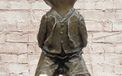 Miguel Lopez Chinese Boy Signed Original Bronze Sculpture on Marble Base - 14.5" x 7"