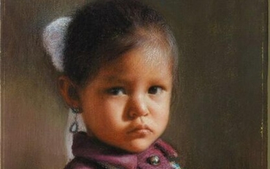 Mimi Jungbluth (b-1934) Pastel Portrait on Canvas