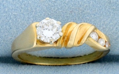 Modern Abstract Design Over 1/2ct TW Diamond Ring in 14K Yellow Gold