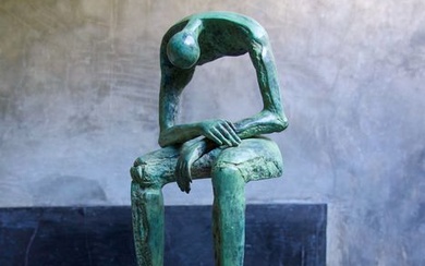 Modern Bronze Sculpture - Seated Bronze Sculpture - Seated Giant - Abstract Art - Bronze