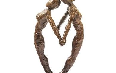 Modern Brutalist Bronze Abstract Dancers Sculpture