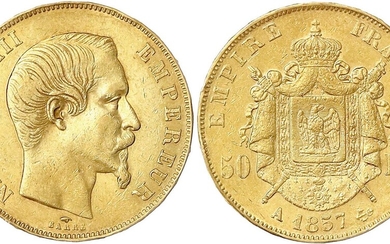 Monnaies et médailles d'or étrangères, France, Napoléon III, 1852-1870, 50 Francs 1857 A, Paris. 16,13...